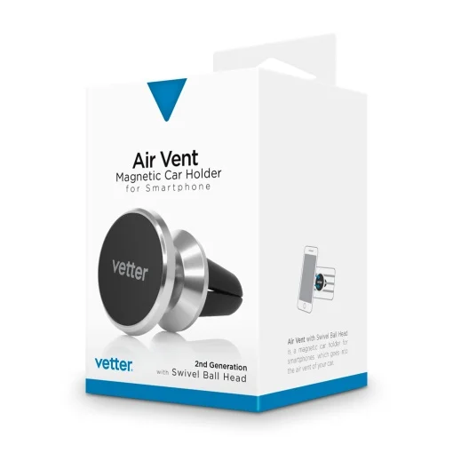 Magnetic Car Holder, Air Vent with Swivel Ball Head 2nd Gen, Aluminum, Silver