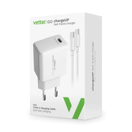 Incarcator chargeUP, Smart Travel Charger with USB-C, Vetter Go, Power Delivery, 25W, Alb