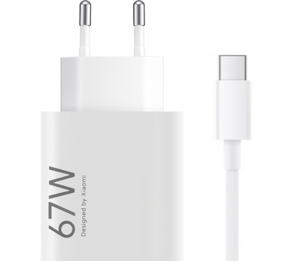 Incarcator Retea Cu Cablu USB-C Xiaomi, 67W, 6.2A, 1 x USB-A, Alb BHR9465EU